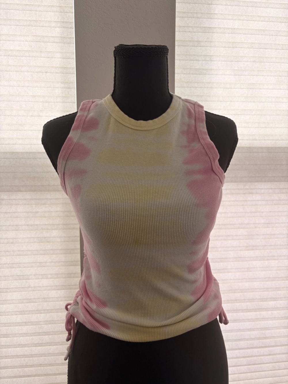 Tie-Dye Ribbed Tank Top - Pink & Cream